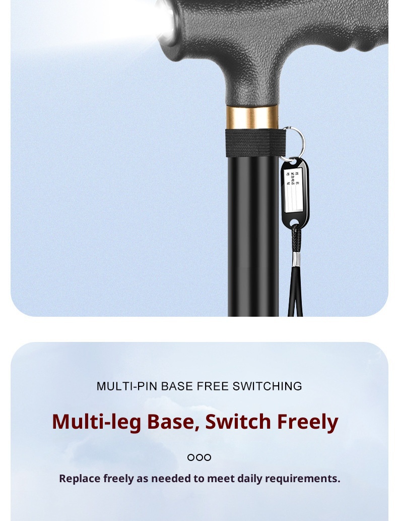 001 Elderly Telescopic Four-Legged For Seniors Special Armrest Cane Lightweight Multifunctional Non-Slip Walking Stick_voghion.com