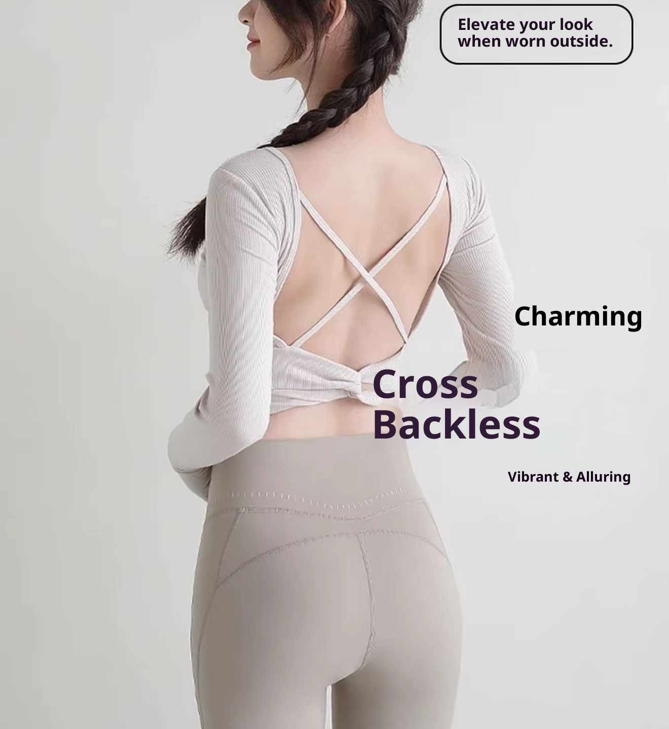 001 Maglia a maniche lunghe autunnale più venduta, imbottitura fissa sul petto, incrocio sulla schiena, abbigliamento sportivo e fitness ad alta elasticità_voghion.com