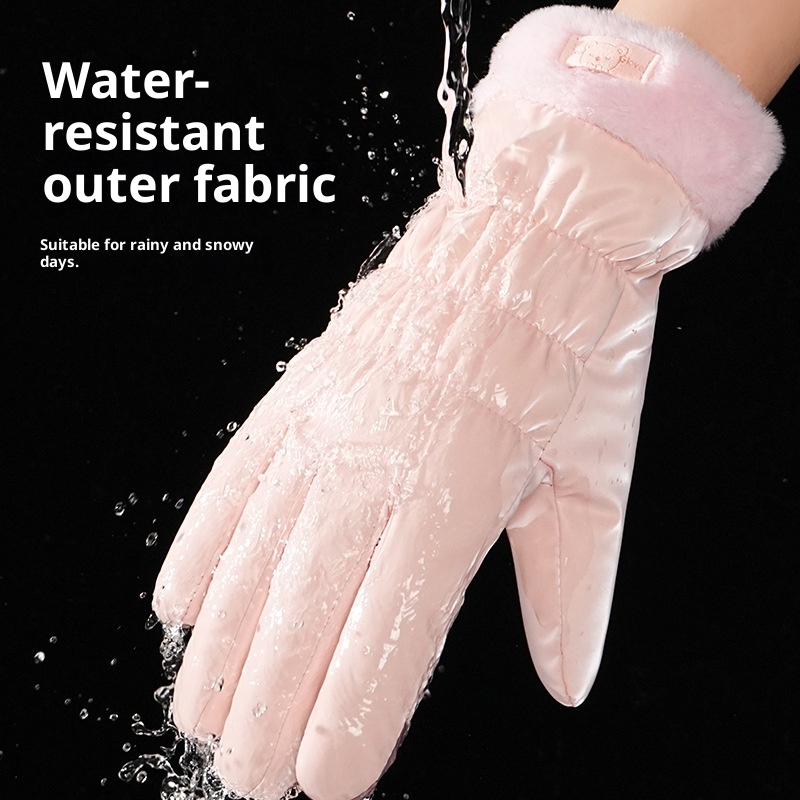 001 Ski Warme, wasserabweisende Handschuhe für Studentinnen mit niedlichen Bärenohren, Touchscreen-Funktion, Winter-Radfahren, kältebeständig, verdickt, Outdoor-Handschuhe_voghion.com