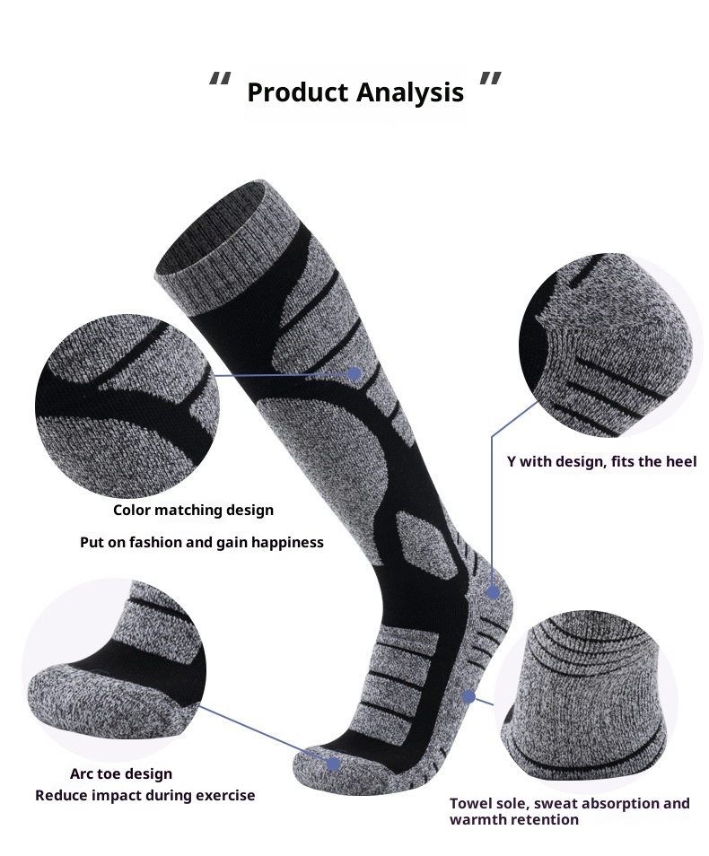 ActiveGo ActiveGo Ski Men And Women Long Tube Warm Thickened Towel Bottom Sports Snow Mountaineering Performance Socks_voghion.com