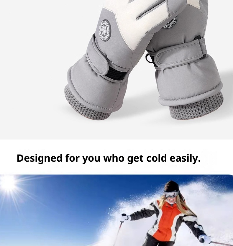 001 Winter Ski Warm Fleece Lined Thickened Waterproof Windproof Touchscreen Curved Finger Outdoor Cycling Riding Gloves_voghion.com