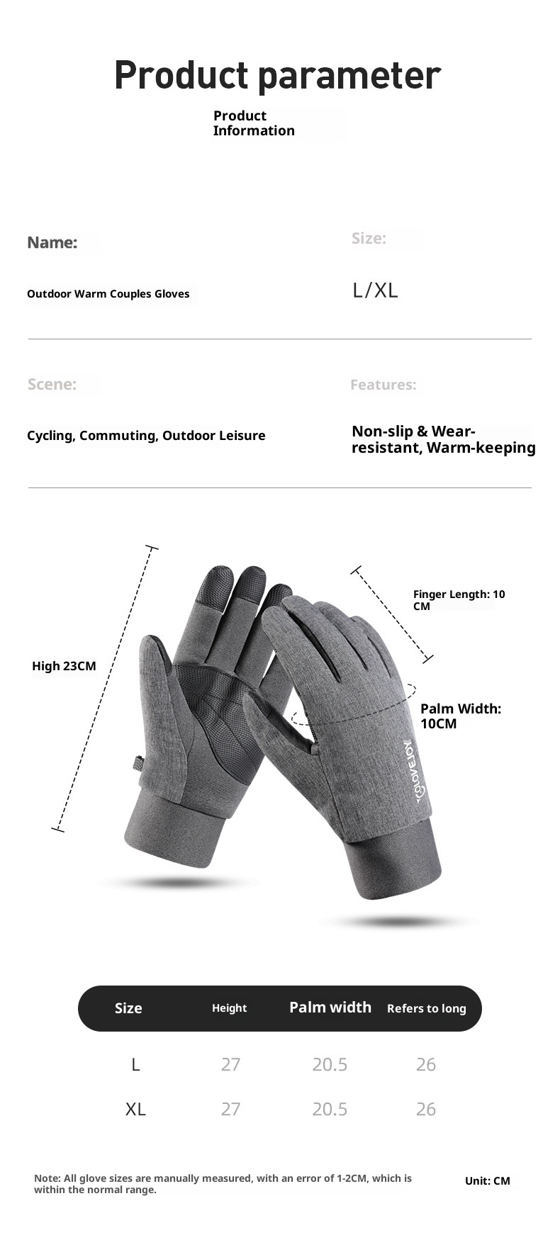 ActiveGo Outdoor Cycling Thermal Winter Couple Riding Windproof Coldproof Fleece Lined Thickened Non-slip Ski Touchscreen Gloves_voghion.com