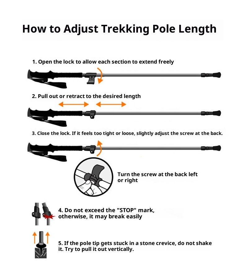 001 6061 Aviation Aluminum Alloy Cleye Outdoor Hiking Telescopic Trekking Pole Walking Stick Crutch Four Section Straight_voghion.com