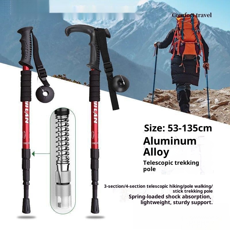 001 Decathlon Professional Outdoor Trekking Pole Telescopic Folding Multi-Functional Self-Defense For Men And Women_voghion.com