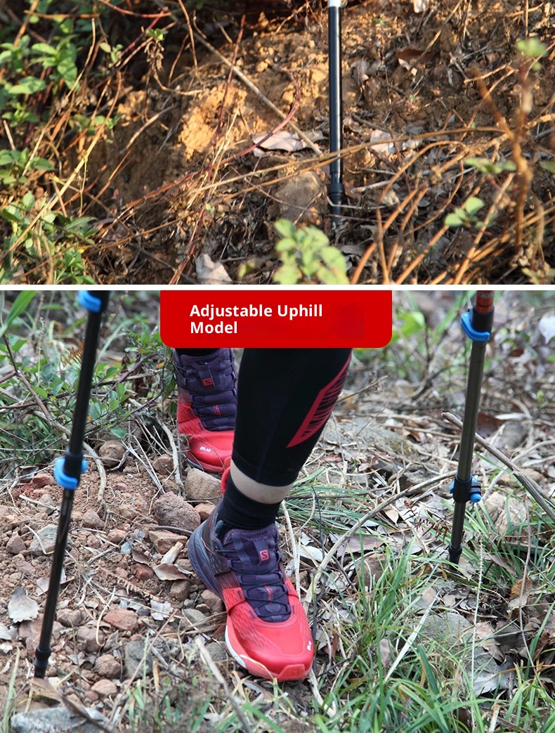 001 Fiber Teleskop-Falt-Trekkingstock für Damen und Herren, rutschfest, Wanderstock aus Carbonlegierung mit Stoßdämpfung_voghion.com