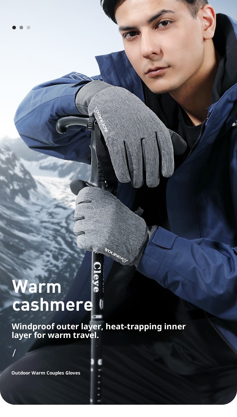 ActiveGo Outdoor Cycling Thermal Winter Couple Riding Windproof Coldproof Fleece Lined Thickened Non-slip Ski Touchscreen Gloves_voghion.com