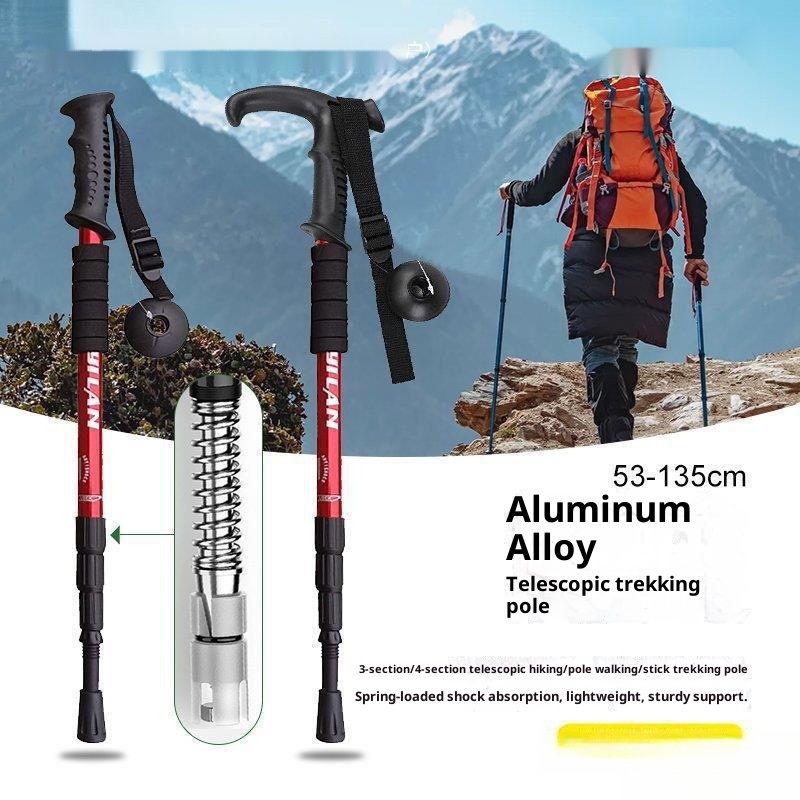 001 Decathlon Professional Outdoor Trekking Pole Telescopic Folding Multi-Functional Self-Defense For Men And Women_voghion.com