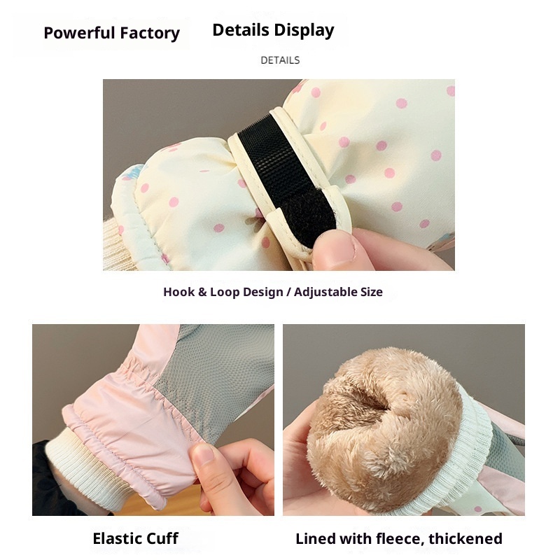 001 Warm Cute Bear Ski Gloves For Women Winter Outdoor Cycling Windproof Coldproof Fleece Lined Thickened Free Shipping_voghion.com