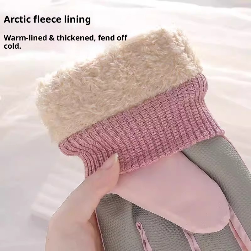 001 Fietshandschoenen voor dames Winterbezorging Elektrische scooter Motorfiets Ski Leuke verdikte fleece_voghion.com