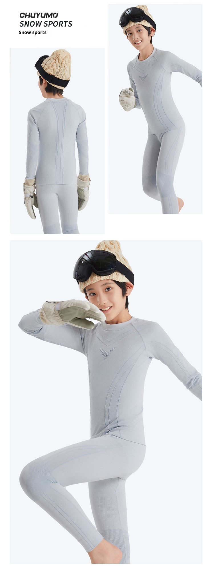 001 Children's Ski Quick-Dry Thermal Underwear For Boys And Girls Winter Snow Play Climbing Breathable Sleeve Long Pants_voghion.com