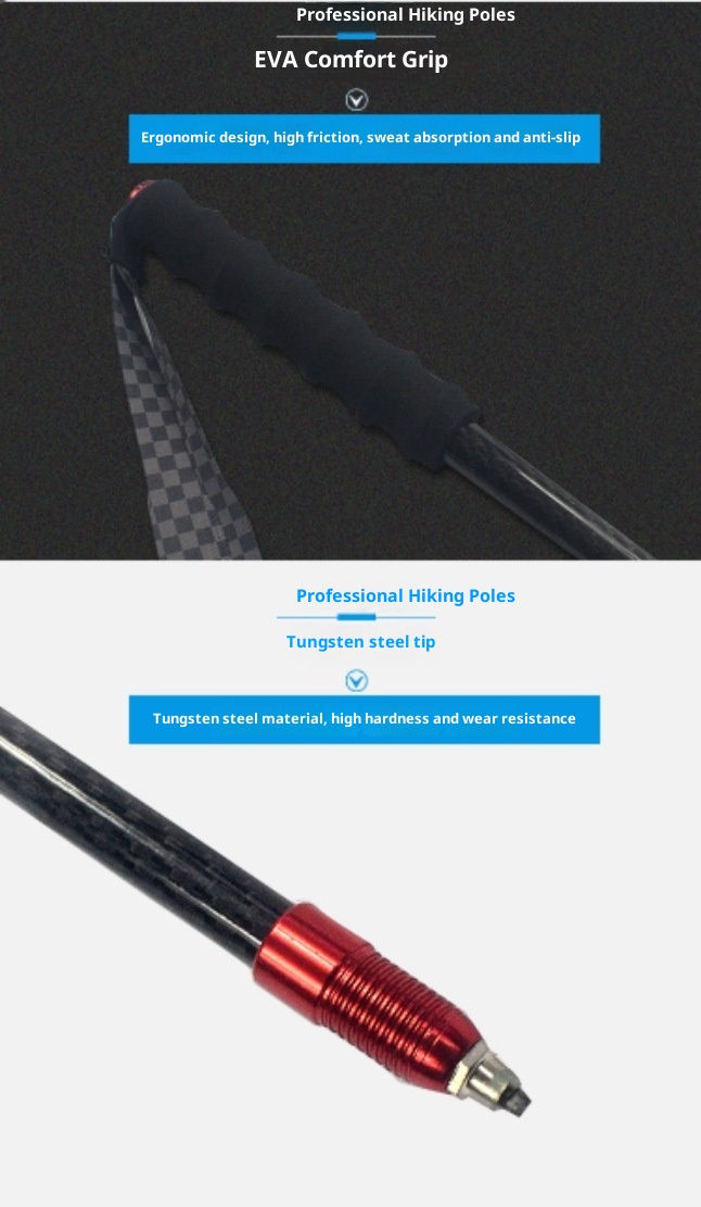 001 Mini bastone da passeggio in fibra di carbonio per bambini, leggero, pieghevole, da escursionismo, per esterni, portatile, attrezzatura da arrampicata_voghion.com