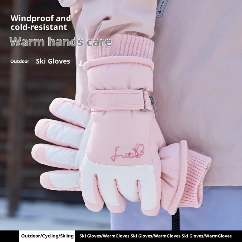 Gants de ski ActiveGo pour femmes, collection hiver 2025, doublés polaire, chauds et épais, résistants au froid, imperméables et compatibles écrans tactiles._voghion.com