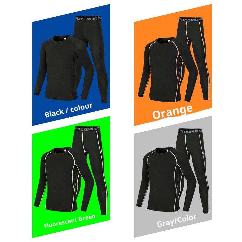 001 Children's Compression Training Suit Boys Basketball High Elastic Quick-Dry Long Sleeve Physical Fitness Football Sports_voghion.com