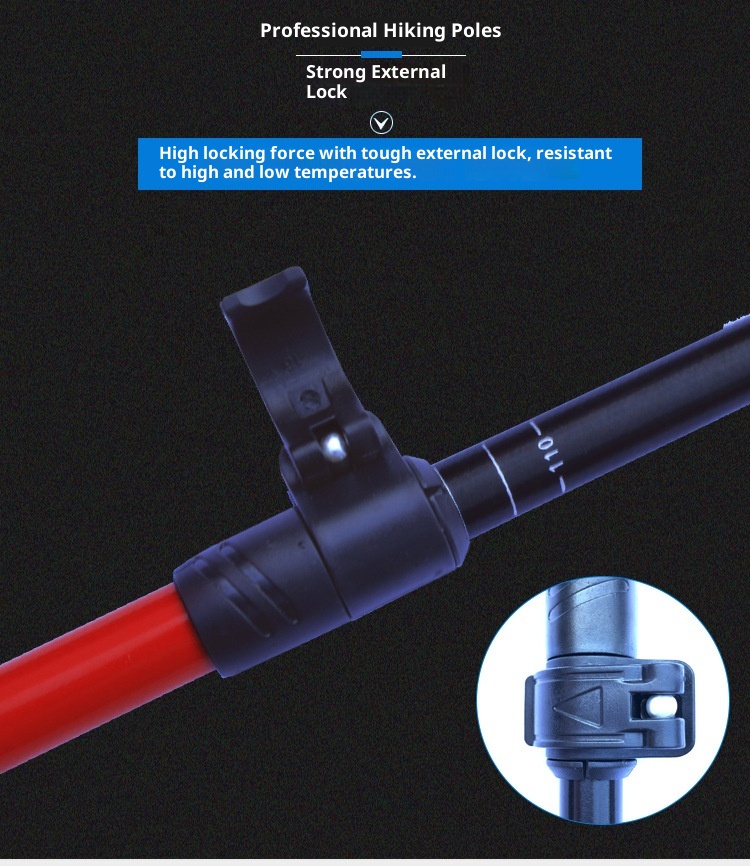 001 Telescopico 7075 Manico in schiuma stampata con lavorazione personalizzata Fibbia in metallo Bastone da trekking Antiscivolo Leggero Arrampicata_voghion.com