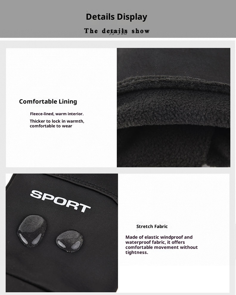 001 Herren Winter-Fahrradhandschuhe Touchscreen Motorradfahren Outdoor Fleece Warm Ski Winddicht Großhandel_voghion.com
