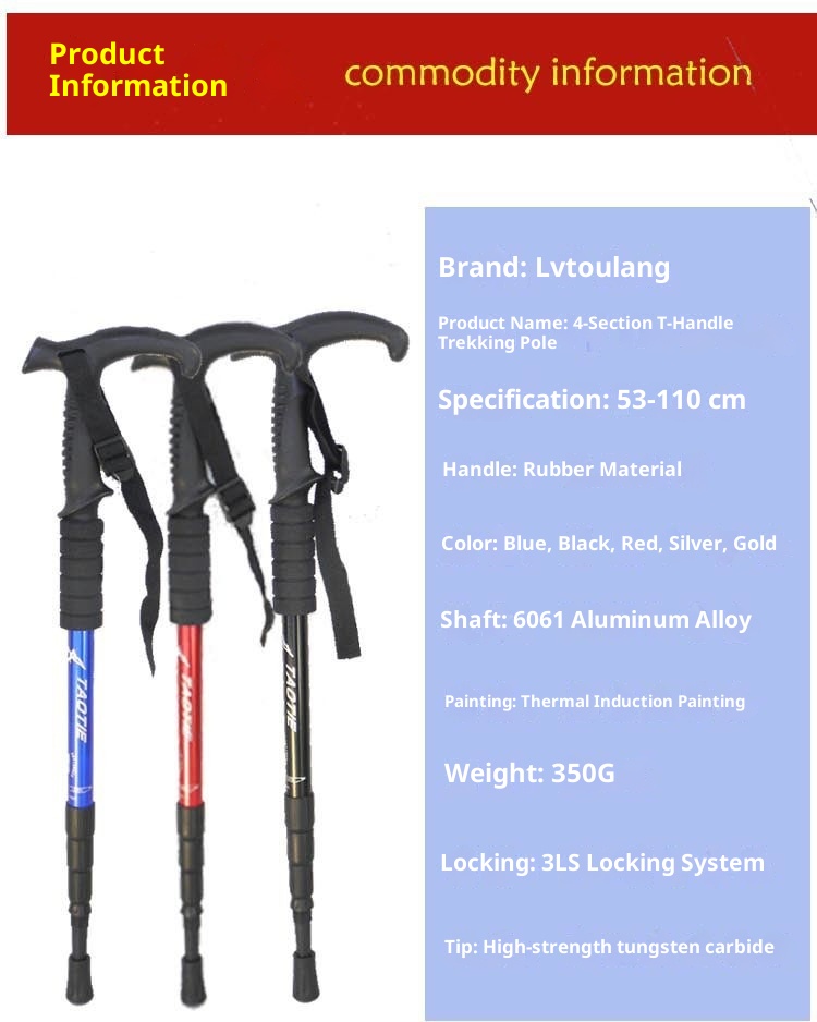 001 Trekking Pole Outdoor Multi-Functional Hiking Carbon Ultra-Light Telescopic Ultra-Short Three-Four Section Folding_voghion.com