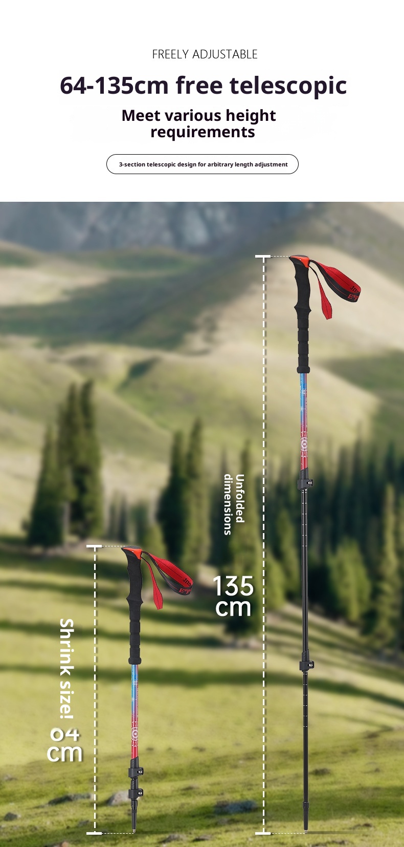 001 7075 Bastone da passeggio telescopico antiscivolo professionale ultraleggero in lega di alluminio per esterni_voghion.com