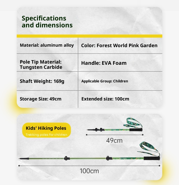 001 Children's Trekking Pole Three-Section Telescopic Foldable Walking Stick Aluminum Alloy Ultra-Light Portable Outdoor_voghion.com