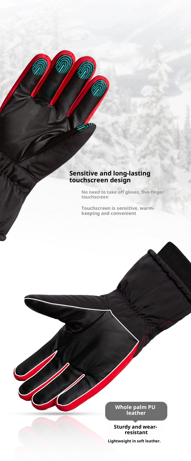 001 Guanti invernali da uomo, caldi, da sci, per moto, bici elettrica, impermeabili, antifreddo, antiscivolo, in cotone spesso_voghion.com