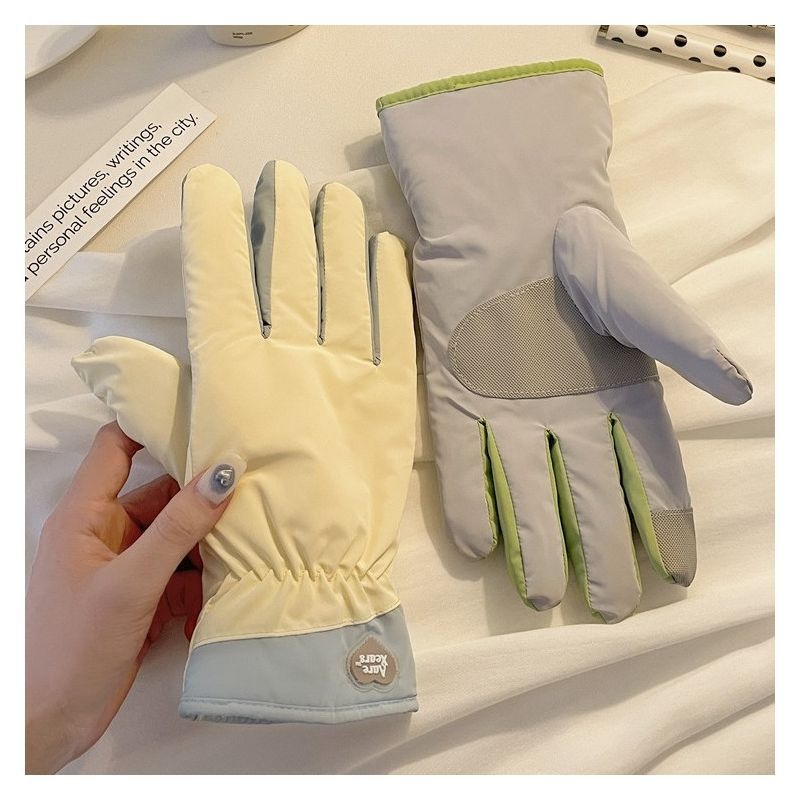 001 Guanti invernali per studentesse, carini, antifreddo, caldi, da ciclismo, foderati in pile, cotone spesso, sci all'aperto,_voghion.com