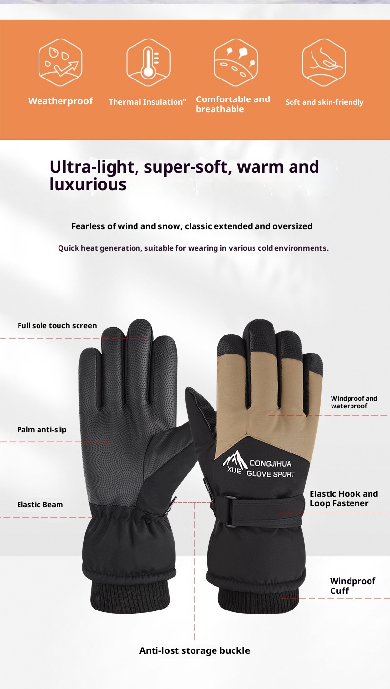 001 Winter Ski For Men And Women Outdoor Cycling Sports Warm Fleece Lined Thickened Cold-Proof Waterproof Non-Slip_voghion.com