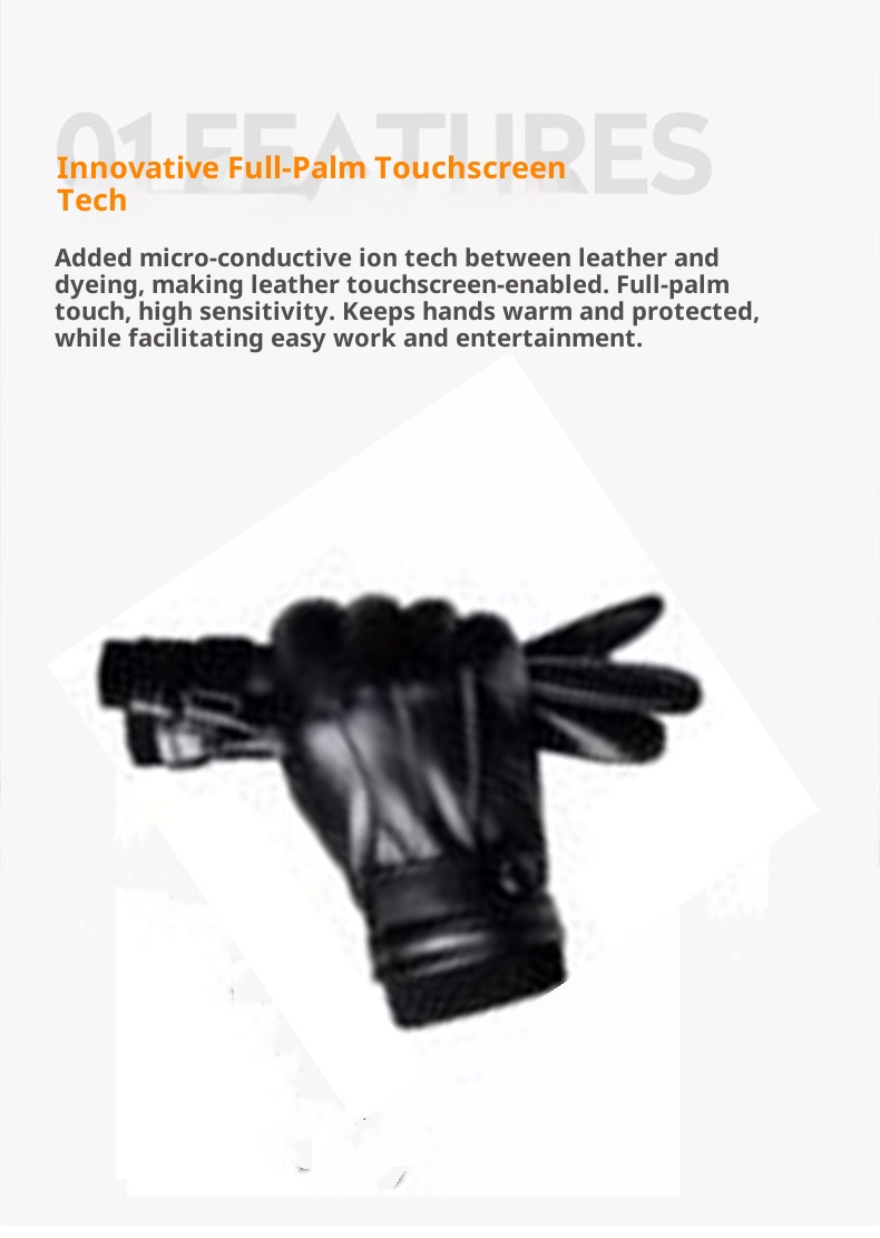 001 Warm Touchscreen Leather For Men Winter Outdoor Windproof Cold-Proof Cycling Fleece-Lined Thickened Motorcycle Gloves_voghion.com