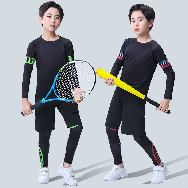 001 Children's Compression Training Suit Basketball Quick-Dry Sports Set Boys Running Fitness Yoga Thin Clothing_voghion.com