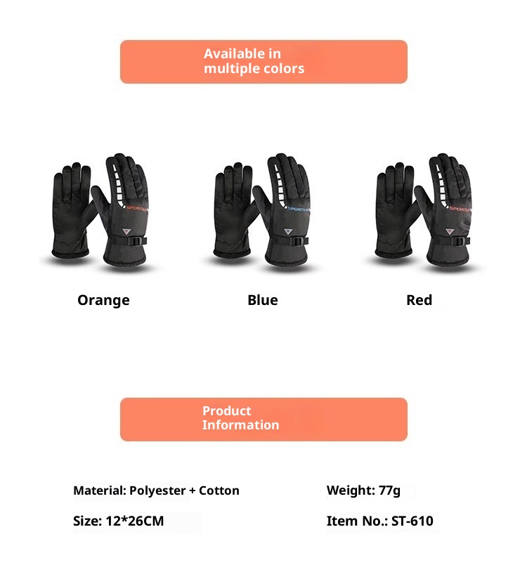 Guanti da sci invernali da uomo, foderati in pile, caldi, spessi, antifreddo, impermeabili, per motociclisti, da esterno, in cotone touch screen_voghion.com