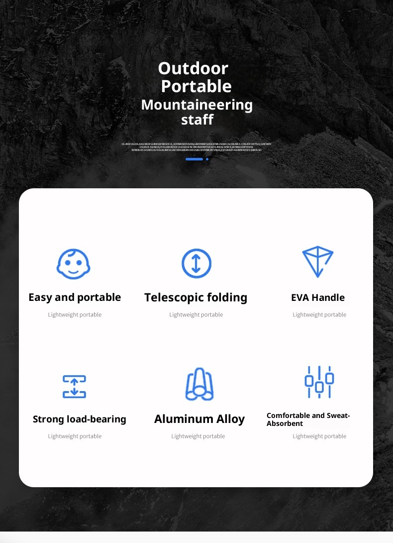 001 Bastone da passeggio per escursioni all'aperto e viaggi, personalizzato, in lega di alluminio leggera, con impugnatura a T, ammortizzante, a quattro sezioni_voghion.com