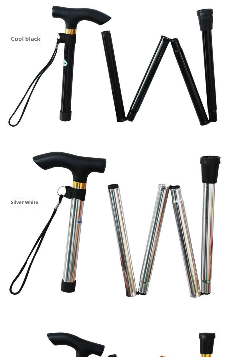 001 Anti-Slip Folding Trekking Pole Elderly 4-Section Walking Stick Telescopic Aluminum Alloy Cane Wholesale Hot Sale_voghion.com