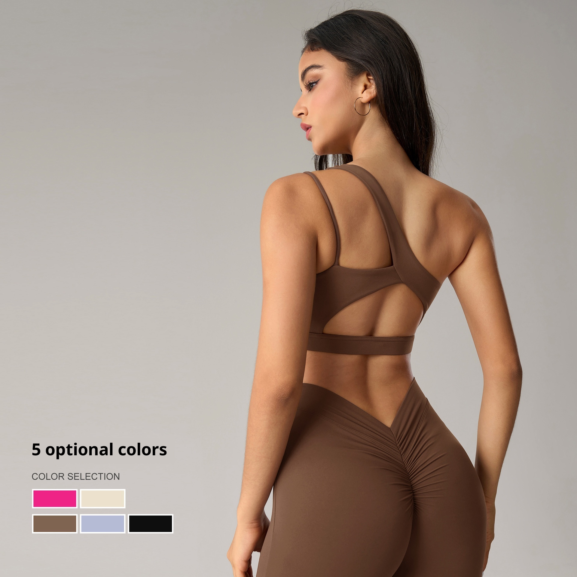 001 European And American Cross-Border One-Shoulder Yoga Beautiful Back Sports Bra Irregular Shoulder Running Fitness Vest_voghion.com