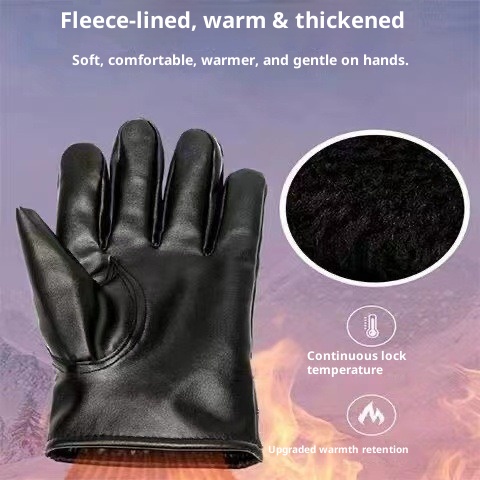 001 Autumn Winter New Touchscreen Warm Fleece PU Leather Motorcycle Outdoor Fashion Windproof Coldproof Unisex Gloves_voghion.com