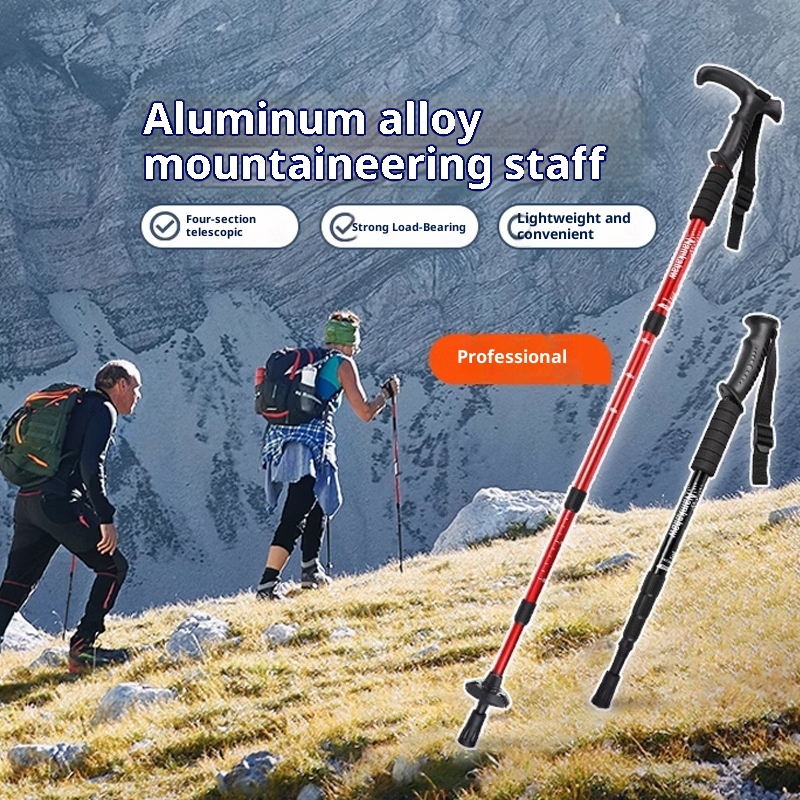 001 Trekking Teleskop-Faltstock Profi Outdoor Wanderstock Kletterausrüstung Rutschfeste Aluminiumlegierung_voghion.com