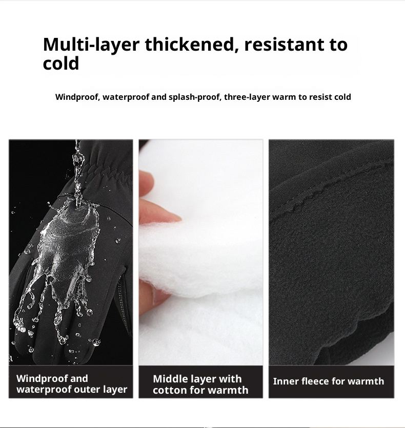 ActiveGo Winter New Fleece-Lined Warm Gloves Outdoor Skiing Cycling Touchscreen Windproof Cold-Proof Non-Slip Mountaineering_voghion.com