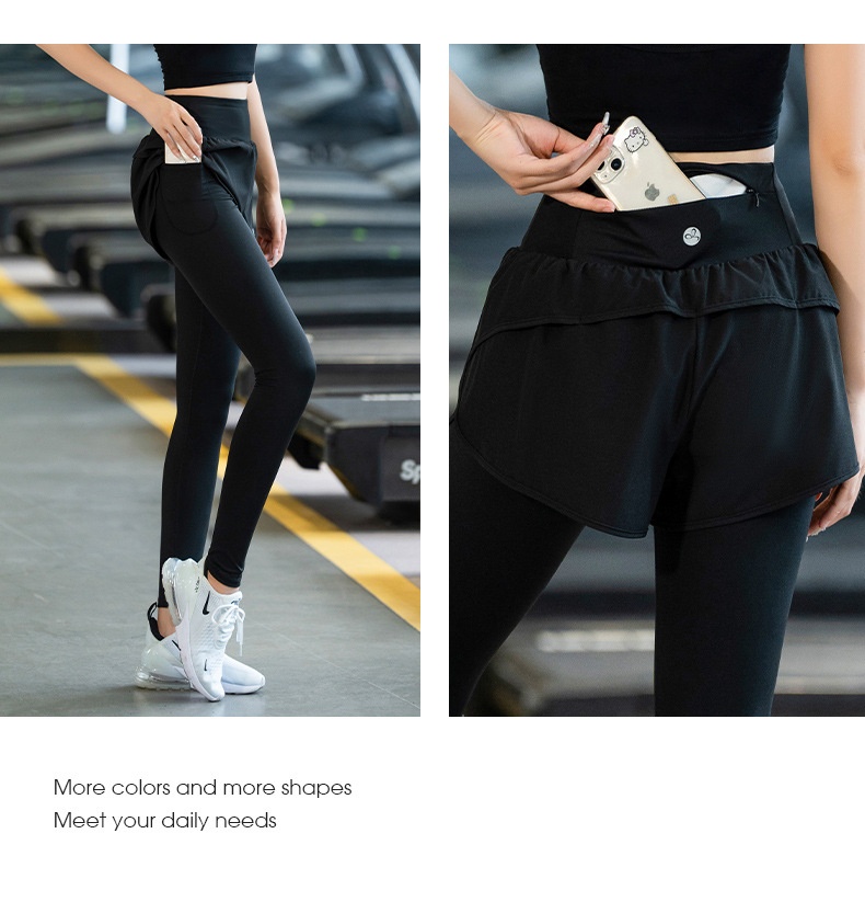 001 Autumn Winter New High Elastic Two-piece Sports Trousers Warm Professional Running Leggings Yoga Pants Women Quick_voghion.com