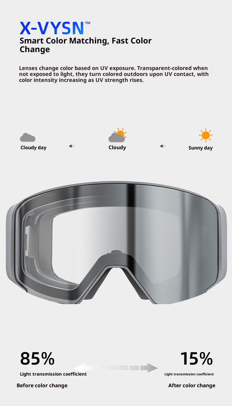 001 Flip Cover Color Changing Ski Anti-Fog Professional Outdoor Mountaineering Windproof Goggles Single And Double Board_voghion.com