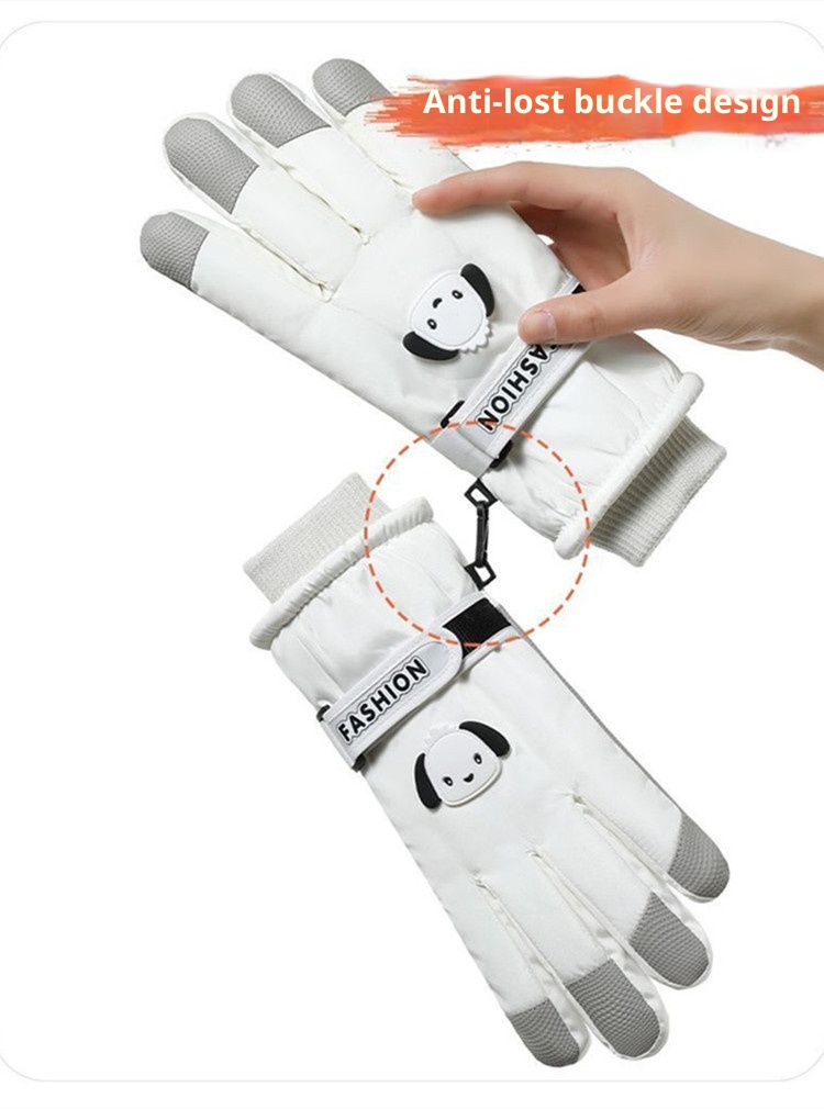 001 Weiße Skihandschuhe von Pochacco für Herbst und Winter: Warm, Touchscreen-geeignet, kälte- und wasserdicht, mit Fleece gefüttert, dick gefüttert, ideal zum Reiten im Freien._voghion.com