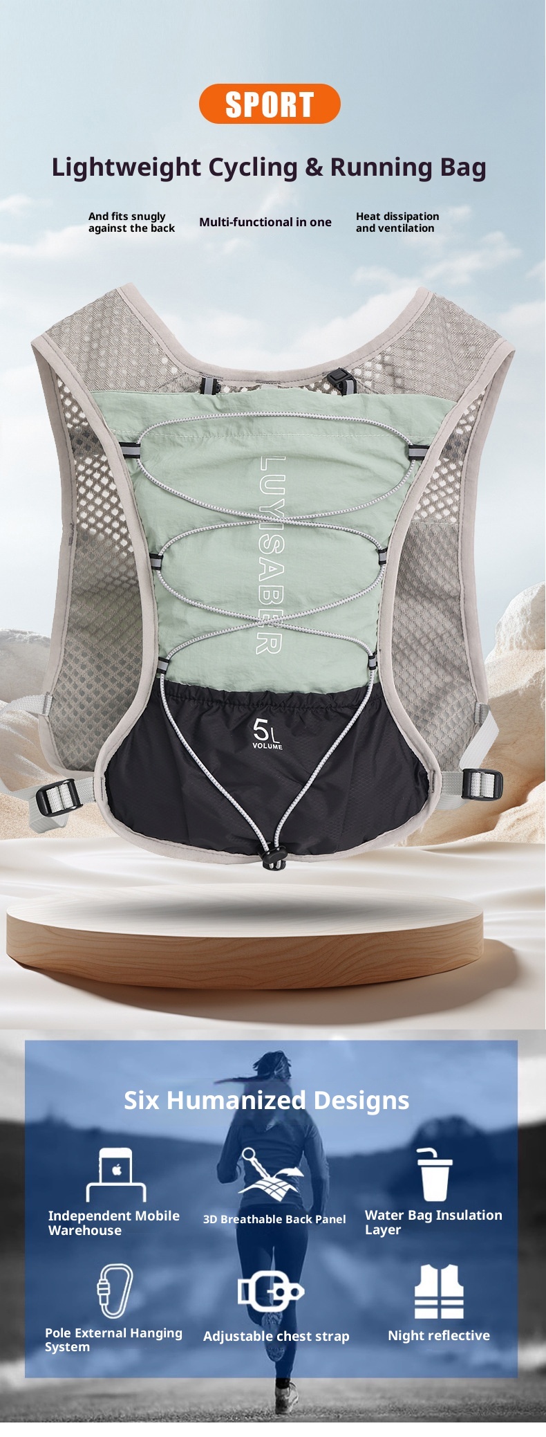 001 Cross-border Outdoor Sport Fietstas Hiken Waterdichte Trail Marathon Vest Rugzak_voghion.com