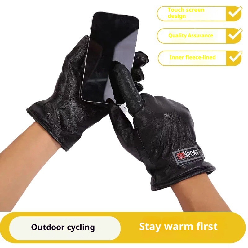 001 Winter Ski Men Touch Screen Motorcycle Fleece-lined Warm Thickened Waterproof Windproof Cold Women Riding Gloves_voghion.com