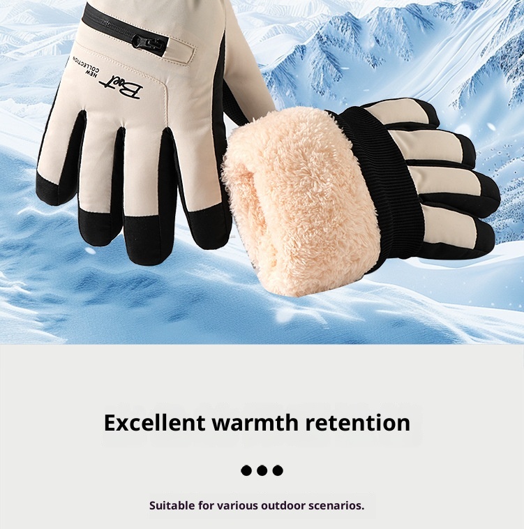 001 Women's Winter Ski Gloves, Warm, Touchscreen, Cold-Proof, Snow Play, Water-Resistant, Thickened, Fleece-Lined, Cycling,_voghion.com
