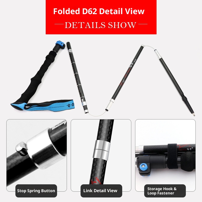 001 Fiber Telescopic Folding Outdoor For Men And Women, Anti-Slip Trekking Pole, Carbon Alloy Walking Stick With Shock_voghion.com