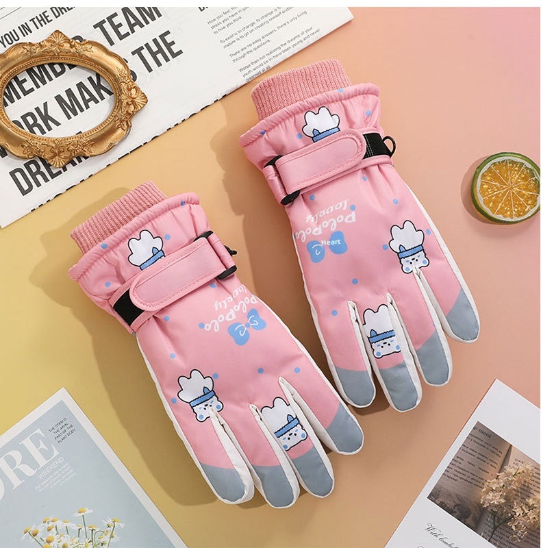 001 Cross-Border Winter Children's Ski Fleece-Lined Thickened Touchscreen Cycling Anti-Slip Windproof Student Cartoon Warm_voghion.com