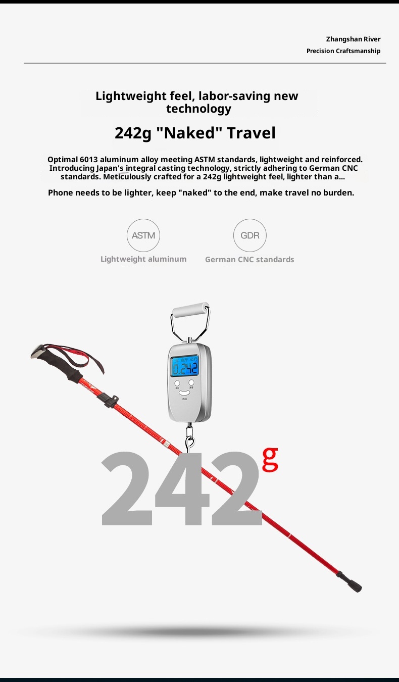 001 Bastone telescopico pieghevole leggero multifunzionale per arrampicata, escursionismo, camminata, antiscivolo_voghion.com