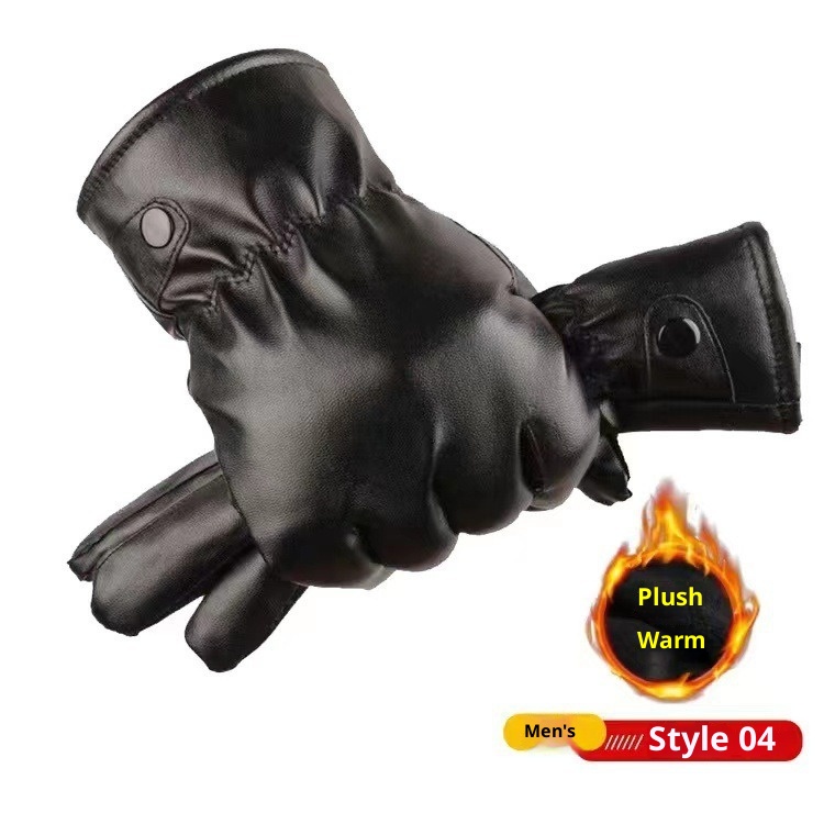 001 Autumn Winter New Touchscreen Warm Fleece PU Leather Motorcycle Outdoor Fashion Windproof Coldproof Unisex Gloves_voghion.com