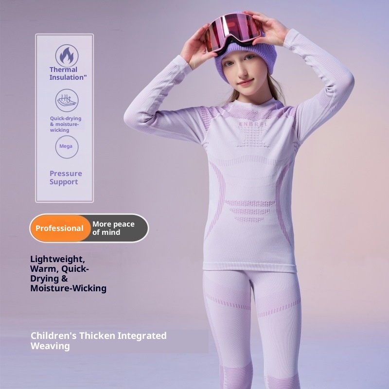 001 Set di biancheria intima termica e elastica aderente per bambini e bambine, da sci, da corsa, ad asciugatura rapida_voghion.com