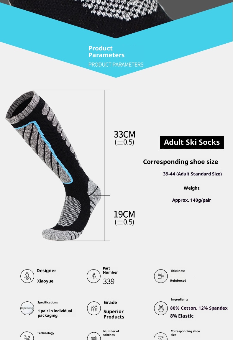 ActiveGo ActiveGo Autumn Winter Snow Thickened Terry Men And Women Hiking Anti-Slip Sweat-Absorbing Knee-High Long Tube Ski Socks_voghion.com