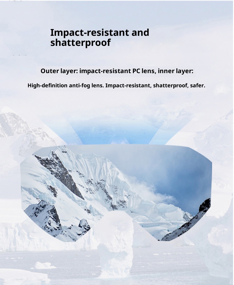 Gafas de esquí y montaña para nieve, resistentes al viento, de doble capa, antivaho y transfronterizas, graduadas (001)._voghion.com