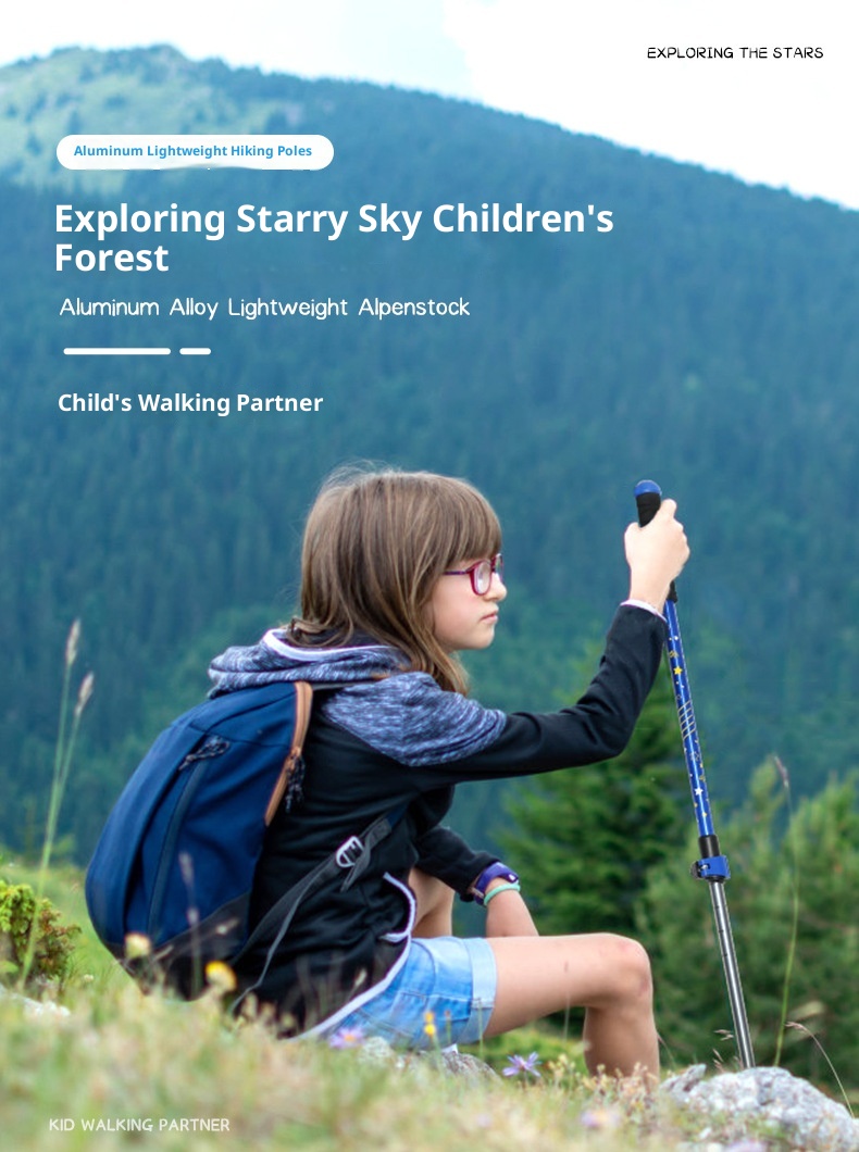 001 Bastón de trekking infantil ultraligero LACAL para exteriores, senderismo, escalada y viajes. Bastón telescópico especial._voghion.com