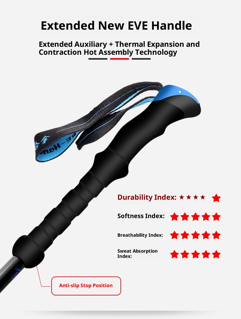 001 Fiber Teleskop-Falt-Trekkingstock für Damen und Herren, rutschfest, Wanderstock aus Carbonlegierung mit Stoßdämpfung_voghion.com