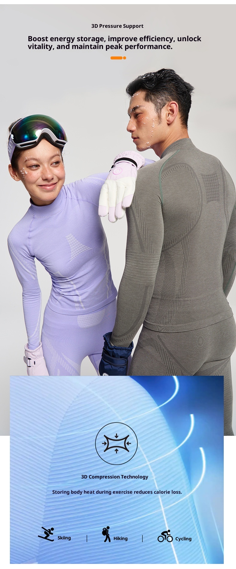 001 Outdoor-Bergsteiger-Unterwäscheset aus Merinowolle für Damen und Herren, schweißableitend, atmungsaktiv, sportlich-funktional, Ski_voghion.com